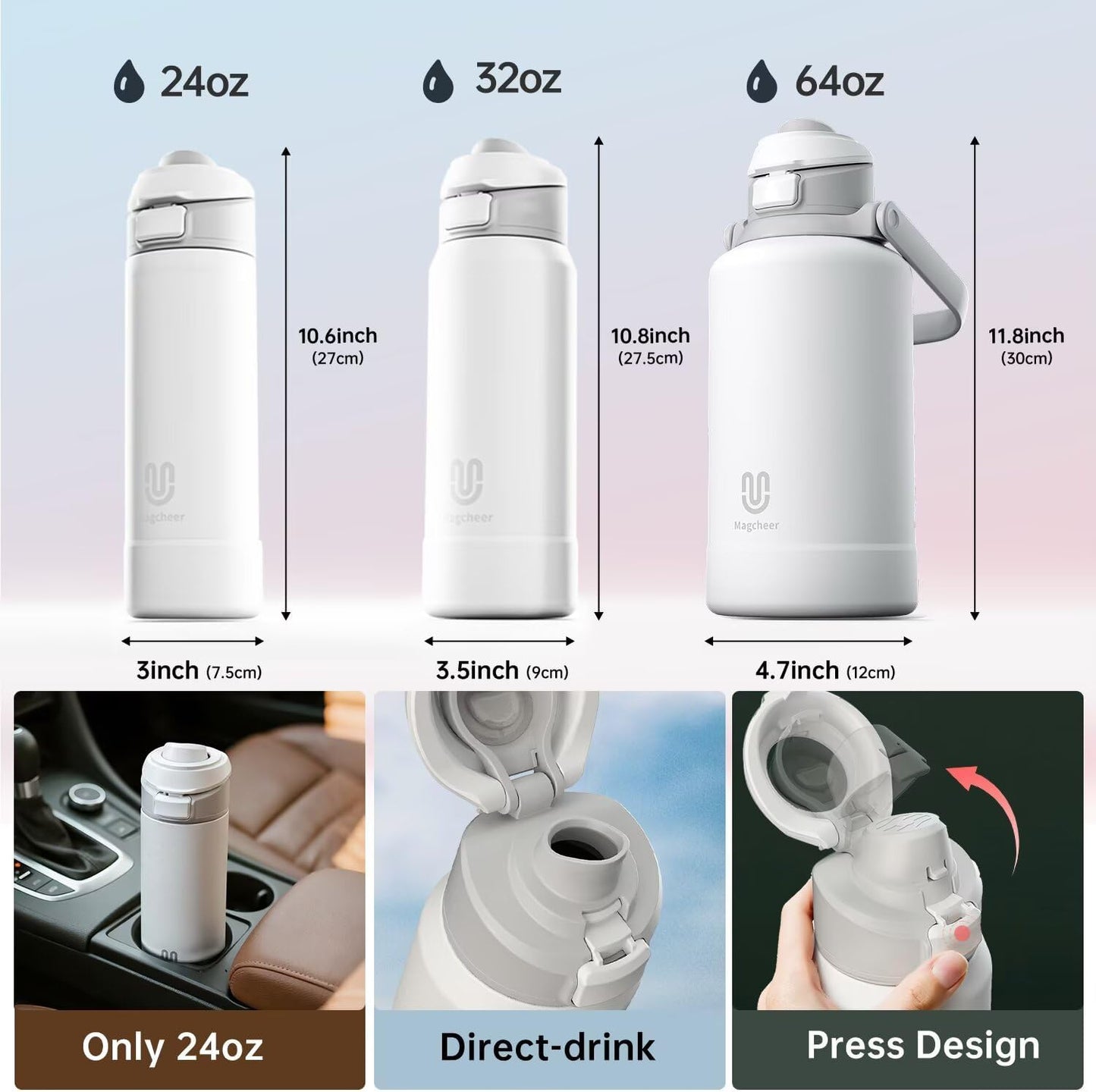 3-in-1  Magcheer Magnetic Water Bottle